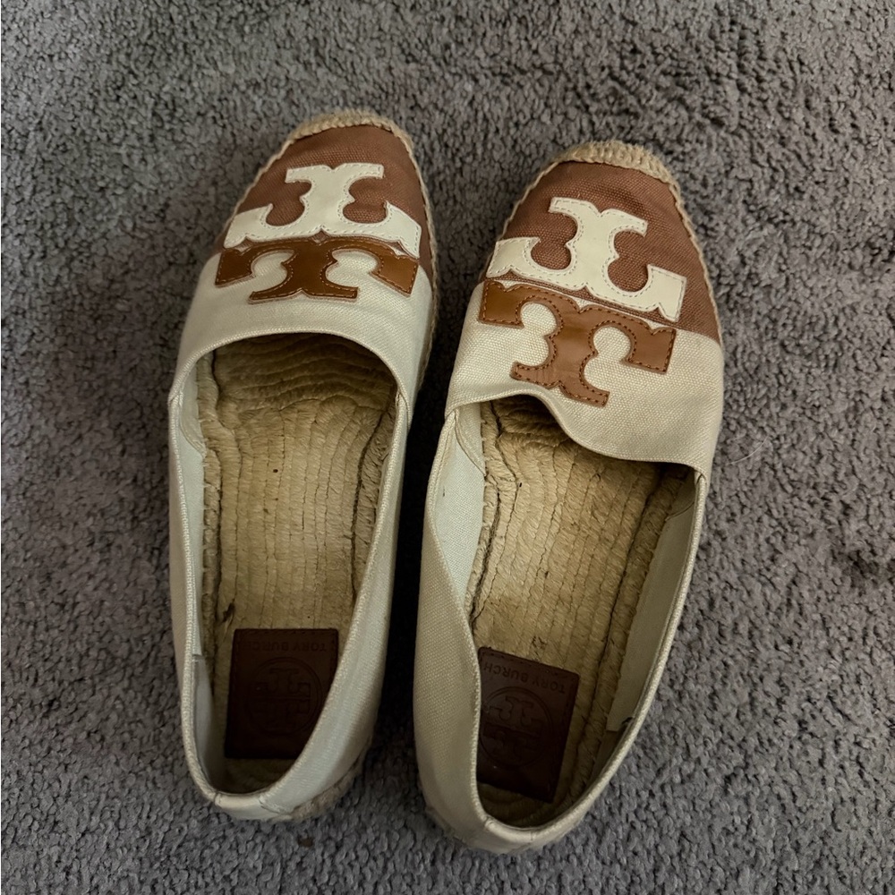Tory Burch Natural Tan Espadrille Flats
